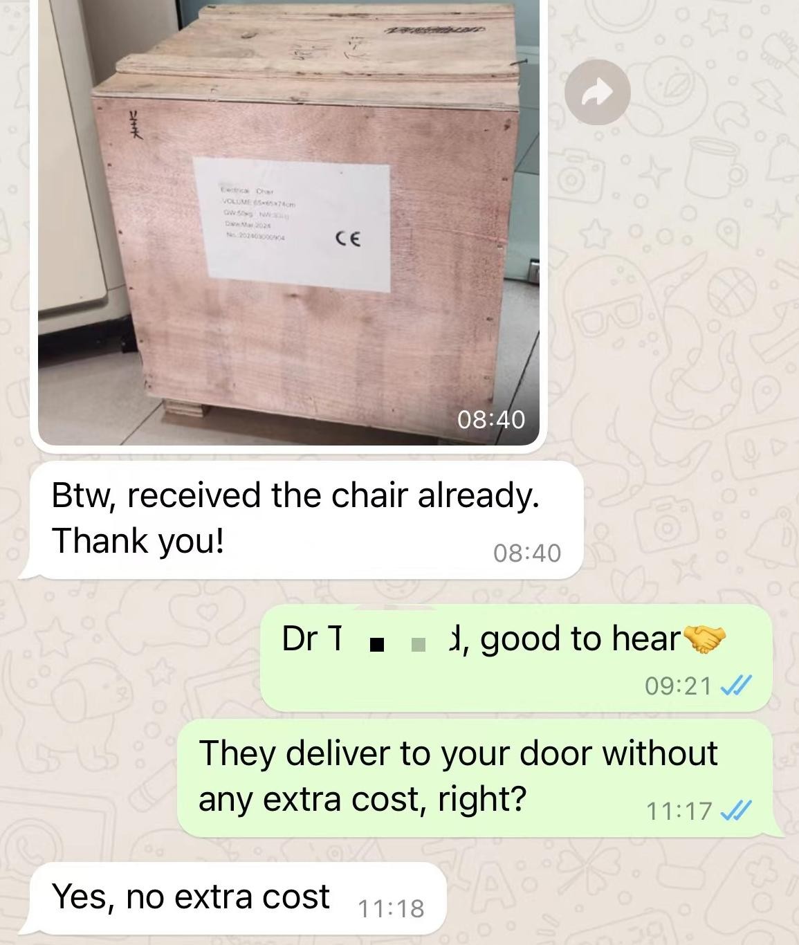 WhatsApp conversation with government agency from Kenya