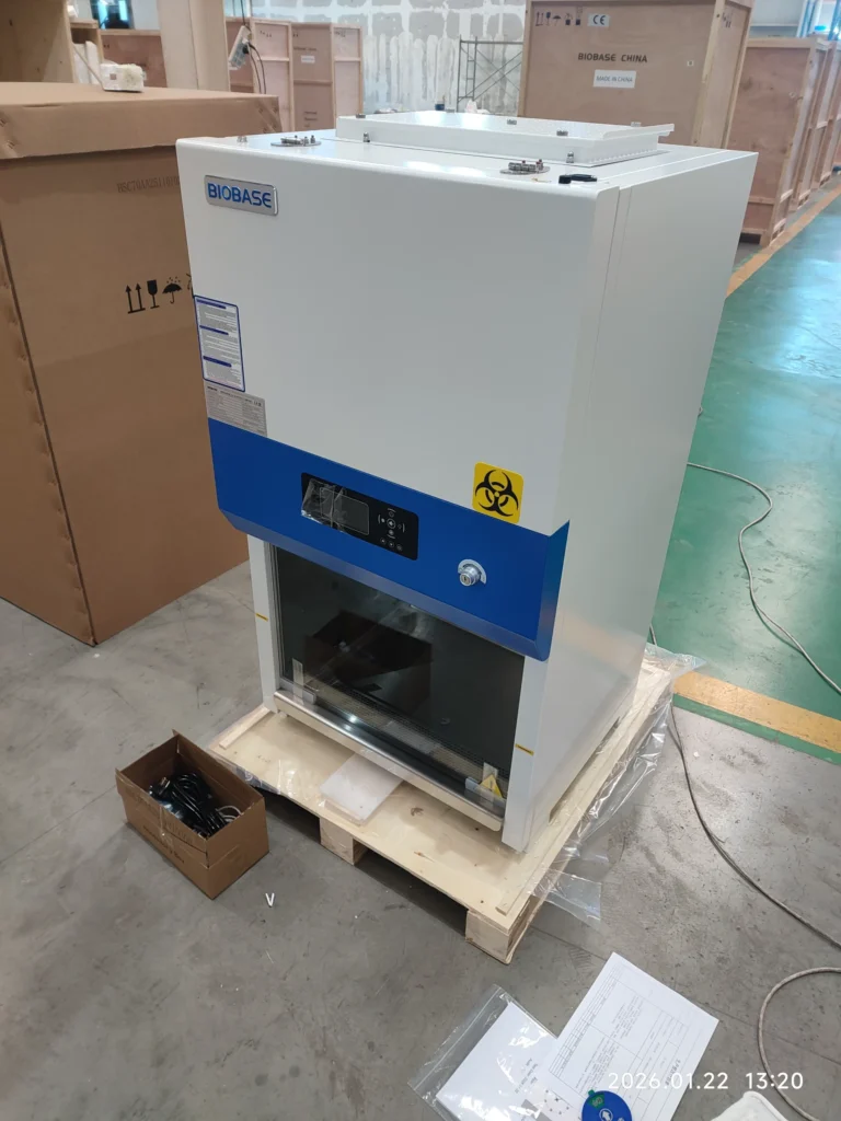 biobase biosafety cabinet placed on a pallet