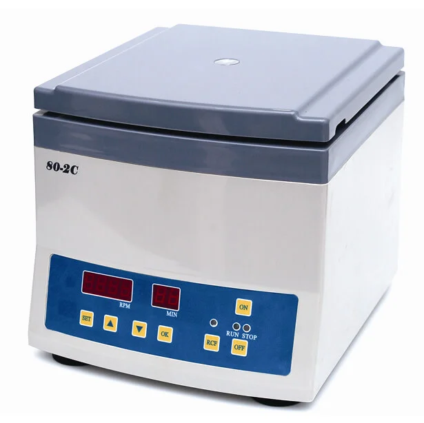 Laboratory centrifuge model 80-2C with a digital display, control buttons, and a gray lid.